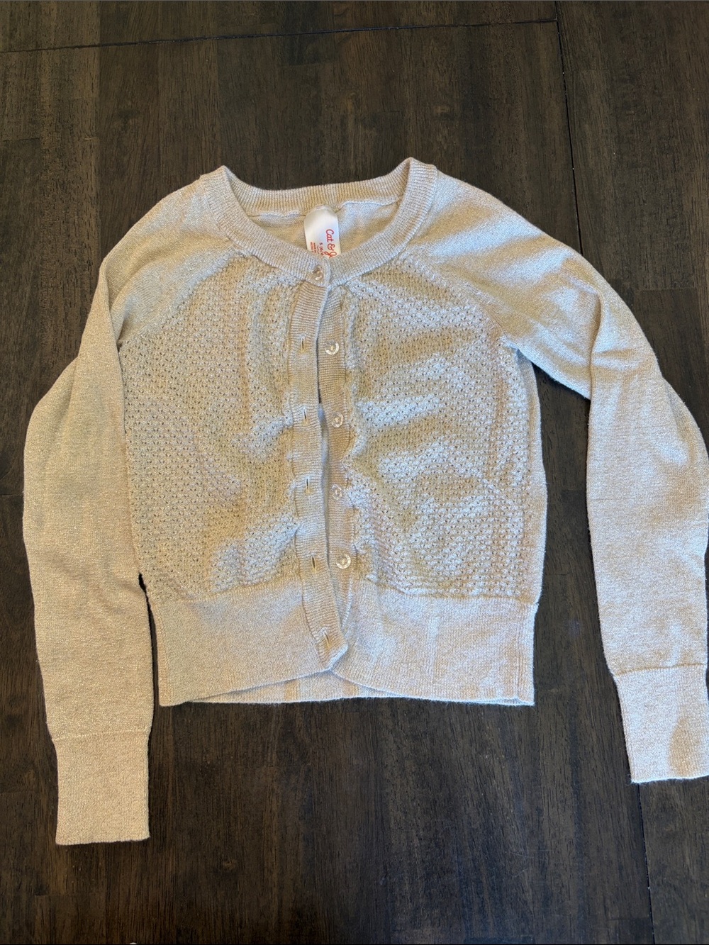 Cat & Jack Cream Textured Button-Up Cardigan Sweater